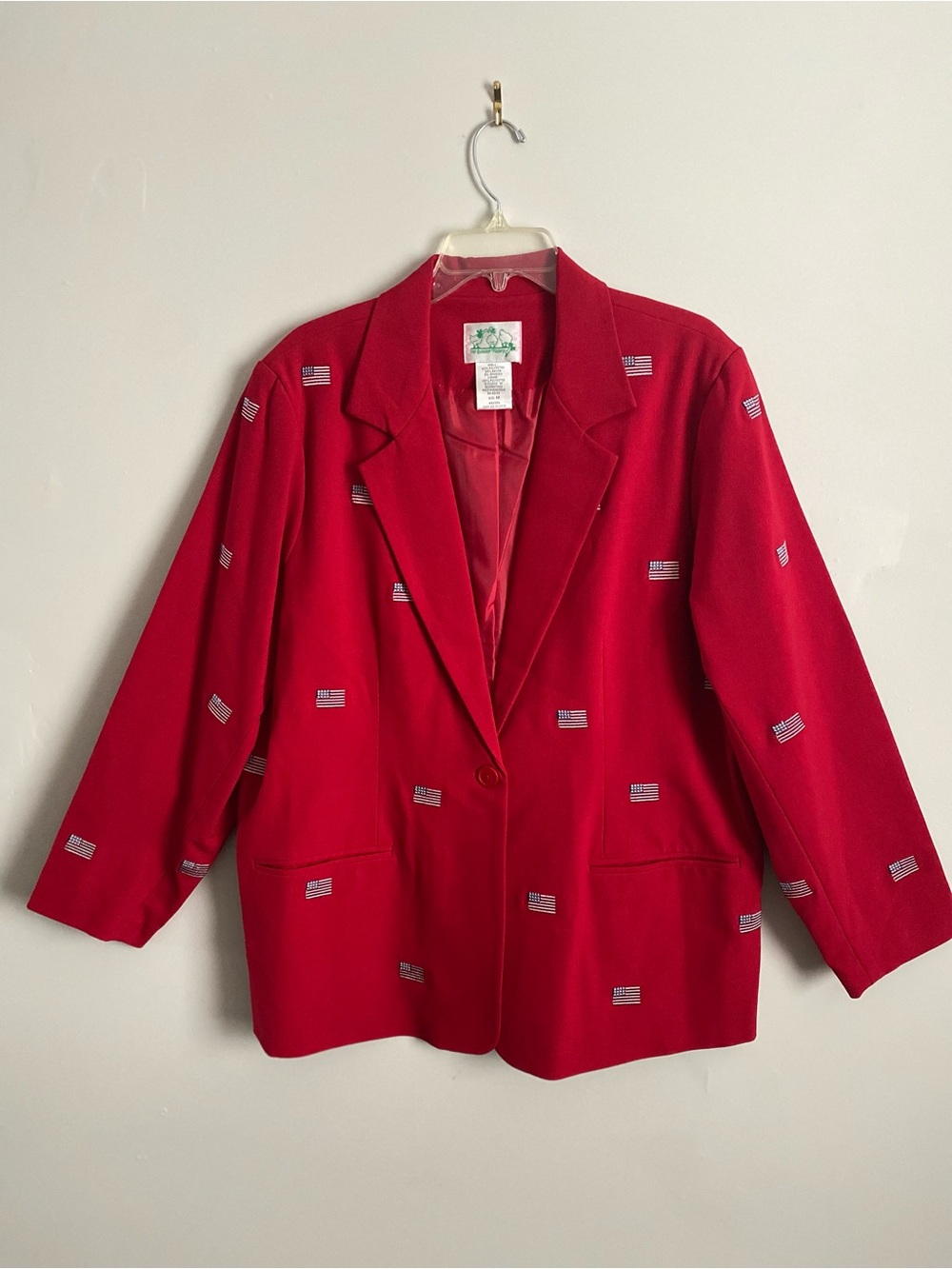 Quacker Factory Blazer 1X Vintage Flag Patriotic Americana Statement Quirky 90's